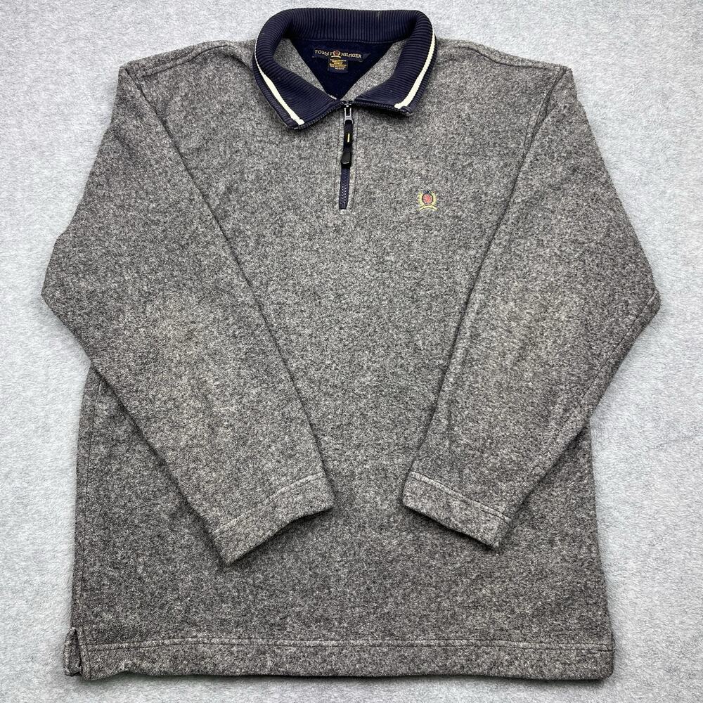 Vintage Tommy Hilfiger quarter zip fleece pullover gray size XL